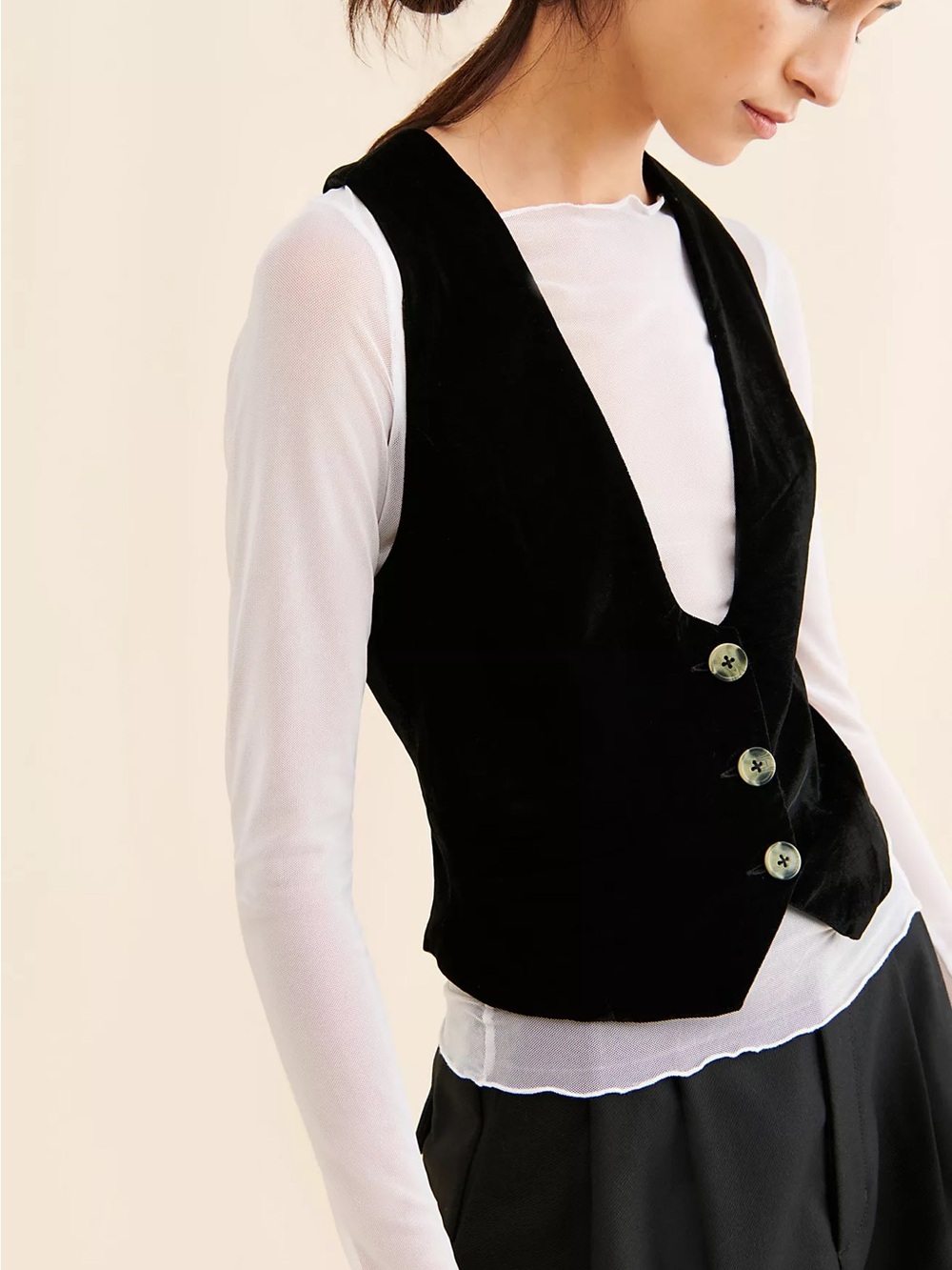 Free People Libby Cropped Velvet Vest $78 Retail NWT Sold Out
